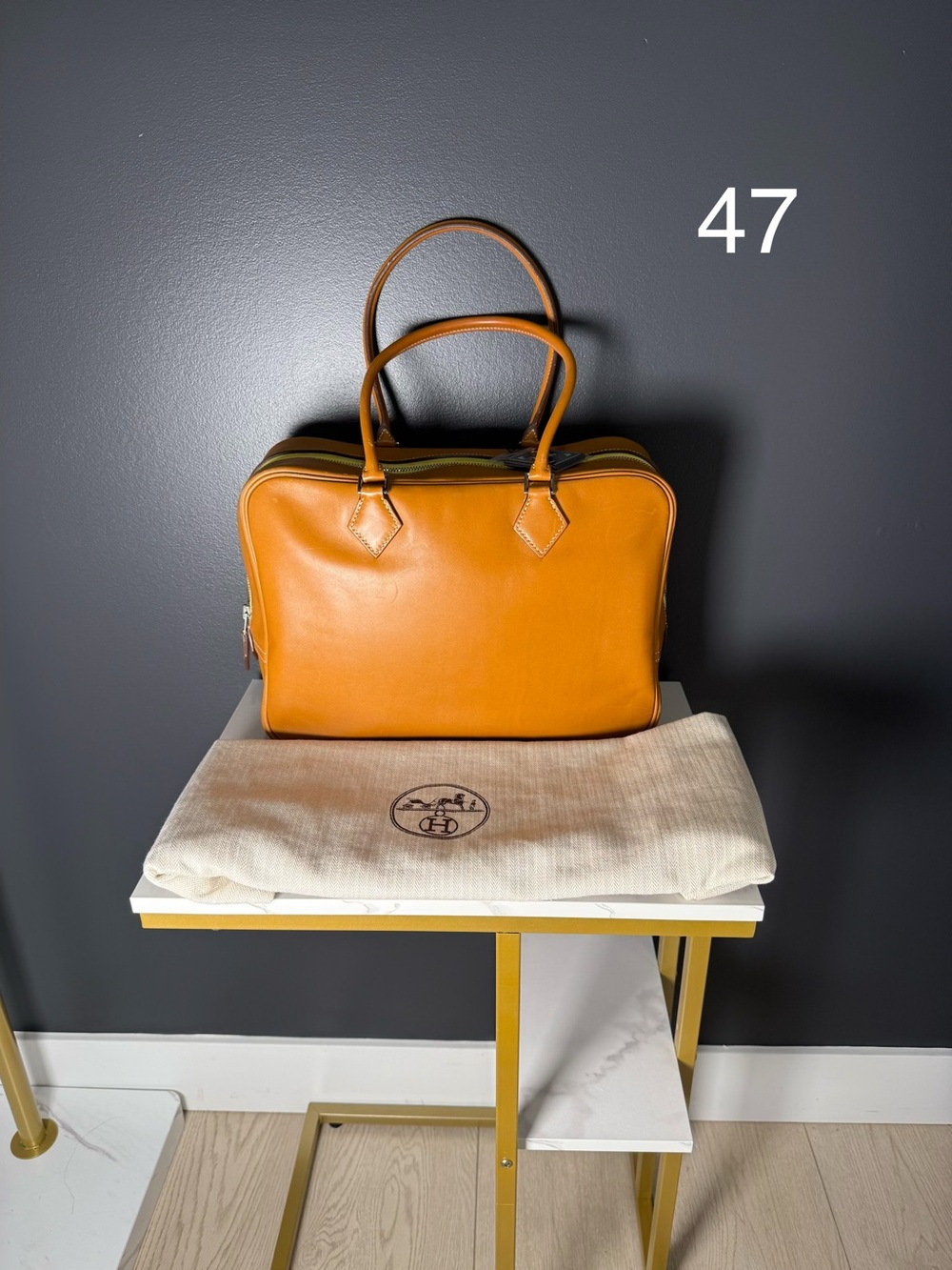 Hermes Leather tote in Cognac Brown. Come with Original Receipt.